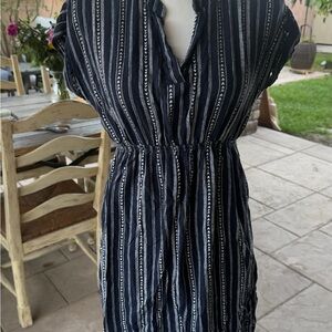 Sweet Wanderer Maternity Women's Size Small Boho Tunic Navy Blue Rayon Dress